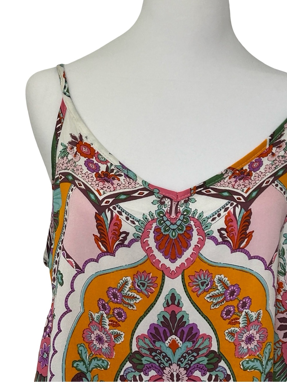 Rachel Zoe Boho Floral Paisley Cami Tank Top Multicolor Print M Summer Festival - Picture 3 of 11
